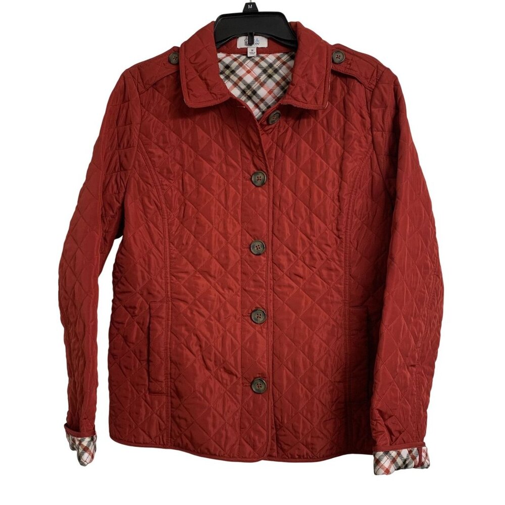 Croft & Barrow M‎ Casual Red Quilted Plaid Jacket Coastal Grandma